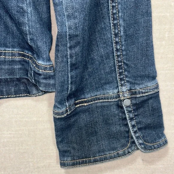 Coldwater Creek Womens‎ Denim Jean Jacket 8 Blue Fade Button Front Stretch Retro - Picture 9 of 9